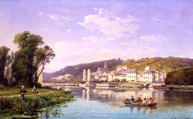 Photo of "A VIEW ON THE RIVER RHINE" by CHARLES-EUPHRASIE KUWASSEG