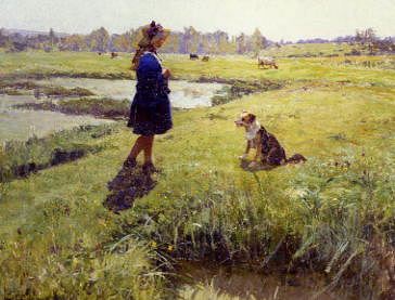 Photo of "YOUNG GIRL WITH HER DOG" by EVARISTE CARPENTIER