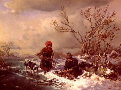 Photo of "COLLECTING FIREWOOD ON A WINTER'S DAY" by LUDWIG MECKLENBURG