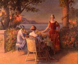 Photo of "TWILIGHT, A SCENE ON THE TERRACE" by DELPHIN (COPYRIGHT MUST ENJOLRAS