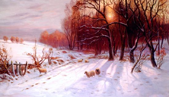 Photo of "SUNSET THROUGH THE TREES, A WINTER'S AFTERNOON" by JOSEPH FARQUHARSON