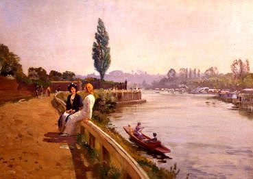 Photo of "OVERLOOKING THE THAMES AT HAMPTON COURT" by ARTHUR JOHN BLACK