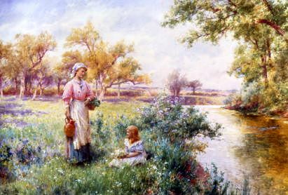 Photo of "PICKING POSIES BY THE RIVER" by ALFRED AUGUSTUS GLENDENING