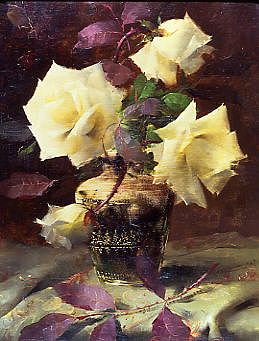 Photo of "A STUDY OF WHITE ROSES" by FRANS (IN COPYRIGHT IN E MORTELMANS