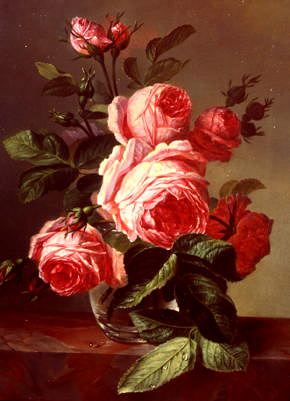 Photo of "PINK ROSES IN A GLASS VASE" by C. VALS