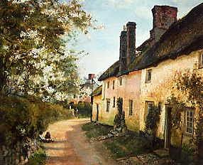 Photo of "A VILLAGE STREET, CORNWALL" by CHARLES JAMES FOX