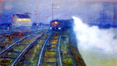 Photo of "A TRAIN LEAVING THE STATION, CARDIFF DOCKS, WALES" by LIONEL WALDEN