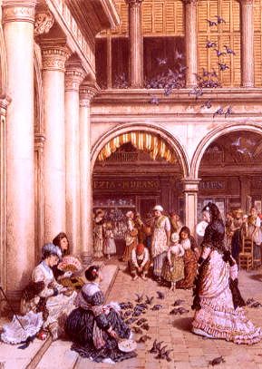 Photo of "FEEDING THE PIGEONS, PIAZZA SAN MARCO, VENICE" by MYLES BIRKET FOSTER