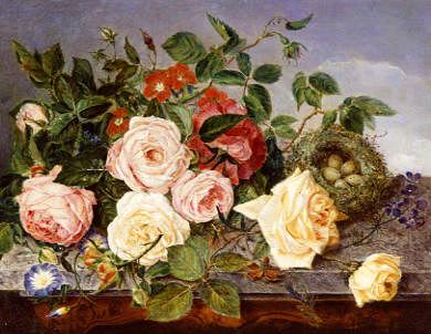Photo of "A STILL LIFE OF ROSES AND MORNING GLORY" by ELOISE HARRIET STANNARD