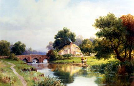 Photo of "A RIVER LANDSCAPE, PANGBOURNE" by HERBERT (NO LIFESPAN DAT KING