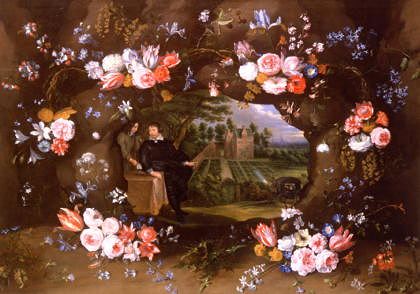 Photo of "GARLAND OF FLOWERS ENCIRCLING A MEDALLION REPRESENTING" by JAN (& LUCAS VAN UDEN & BREUGHEL
