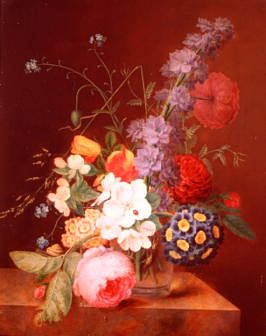 Photo of "STILL LIFE WITH DELPHINIUM AND ROSES" by GEORG FREDERIK ZIESEL