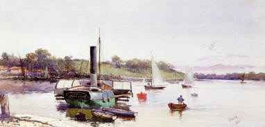 Photo of "THE PADDLE STEAM TUG ""JOHN & WILLIAM"" ON THE RIVER ORWELL," by CHARLES ROWBOTHAM