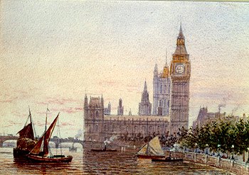 Photo of "THE HOUSES OF PARLIAMENT, LONDON, ENGLAND, FROM THE RIVER" by FREDERICK E.J. GOFF