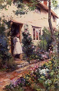 Photo of "A PRETTY COTTAGE GARDEN" by ALFRED AUGUSTUS GLENDENING