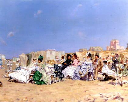 Photo of "A SOCIABLE AFTERNOON ON THE BEACH" by FREDERICK HENDRICK KAEMMERER
