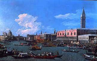 Photo of "THE BUCINTORO PREPARING TO LEAVE THE MOLO ON ASCENSION DAY," by GIOVANNI ANTONIO CANAL CANALETTO