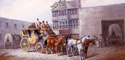 Photo of "THE BRISTOL STAGECOACH LEAVING THE FOURTEEN STARS TAVERN" by JOHN CHARLES MAGGS