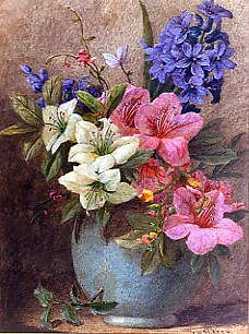 Photo of "A VASE OF AZALEAS AND HYACINTH" by CHARLES HENRY (C. 1820-1 SLATER