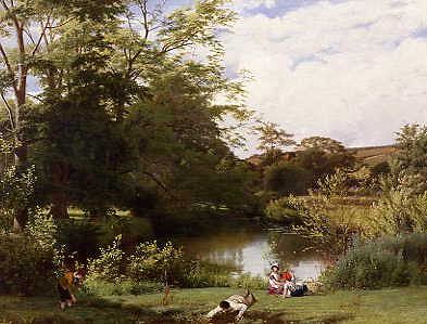 Photo of "GATHERING WATERCRESS ON THE RIVER MOLE, SURREY, ENGLAND" by WILLIAM FREDERICK WITHERINGTON