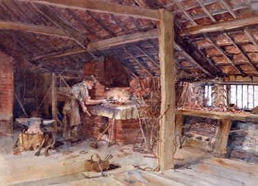 Photo of "THE BLACKSMITH'S SHOP AT GLEASBY,YORKSHIRE" by A. HOWARD