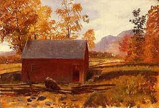 Photo of "A CABIN IN THE CATSKILLS, NEW YORK, USA, IN THE FALL" by EASTMAN JOHNSON