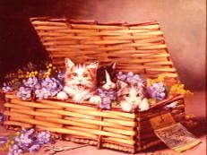 Photo of "KITTENS AND FLOWERS IN A BASKET" by JULES LEROY
