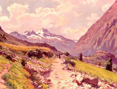 Photo of "AN ALPINE LANDSCAPE" by ERNEST-VICTOR HAREUX