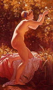 Photo of "NYMPH PICKING A ROSE" by ALFRED CHARLES FOULONGNE