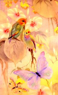 Photo of "BUDGIES AND BUTTERFLIES" by EDWARD JULIUS (COPYRIGHT DETMOLD