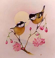 Photo of "COAL TITS ON A BRANCH OF CHERRY BLOSSOM" by EDWARD JULIUS (COPYRIGHT DETMOLD