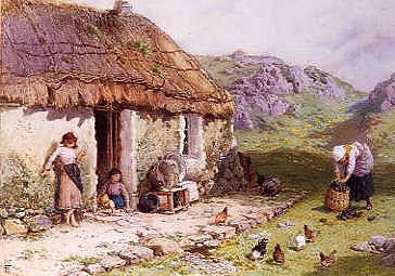 Photo of "A CROFTERS COTTAGE, WESTERN HIGHLANDS." by MYLES BIRKET FOSTER