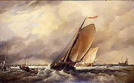 Photo of "DUTCH BOATS HUGGING THE SHORE" by EDWARD WILLIAM COOKE