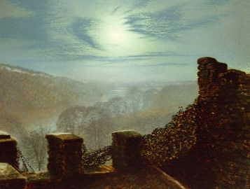 Photo of "FULL MOON, ROUNDHAY PARK CASTLE, YORKSHIRE, ENGLAND" by JOHN ATKINSON GRIMSHAW