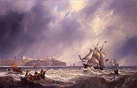 Photo of "SHIPPING IN A SQUALL OFF TYNEMOUTH, 1847." by JOHN WILSON CARMICHAEL