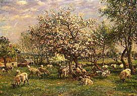 Photo of "SHEEP IN A SPRING MEADOW." by WILLIAM MARK FISHER
