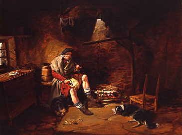 Photo of "A HIGHLANDER IN HIS CROFT, 1840" by RICHARD ANSDELL