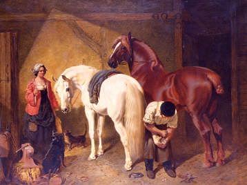 Photo of "SHOEING A WHITE HORSE, 1856." by JOHN FREDERICK HERRING