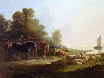 Photo of "WAITING THE RETURN OF THE FERRY BOAT" by JOHN FREDERICK HERRING