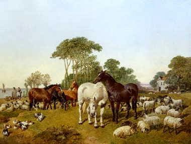 Photo of "MEETING IN THE FARMYARD" by JOHN FREDERICK HERRING