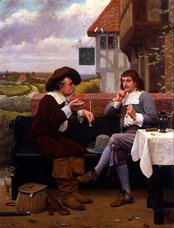 Photo of "THE ANGLER'S REST, ISAAK WALTON DISCOURSING AT A PUBLIC HOUSE" by HENRY STACY MARKS