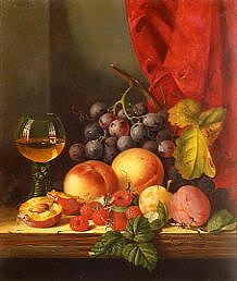 Photo of "STILL LIFE WITH GOBLET, GRAPES, PEACHES & RASPBERRIES" by EDWARD LADELL