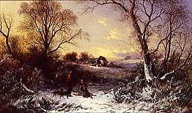 Photo of "THE PATH TO THE FARM ON A WINTER'S EVENING" by GEORGE AUGUSTUS WILLIAMS