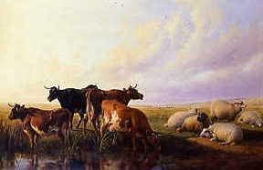 Photo of "CATTLE AND SHEEP RESTING" by THOMAS SIDNEY COOPER