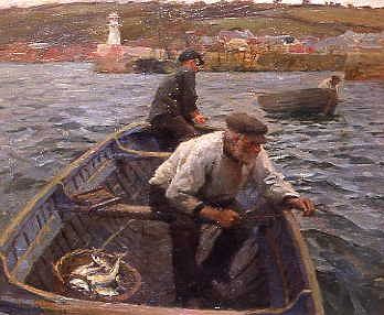 Photo of "WHIFFLING FOR MACKEREL OFF THE ENTRANCE OF NEWLYN" by HAROLD C. HARVEY