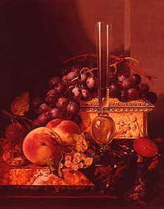 Photo of "STILL LIFE OF FRUIT, AND IVORY CASKET, A GLASS VASE AND A CARPET ON A" by EDWARD LADELL