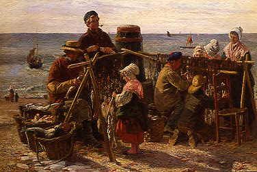 Photo of "MENDING THEIR NETS" by WILLIAM MORISON (CIRCA 1 WYLLIE