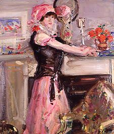 Photo of "PORTRAIT IN PINK, 1911" by FRANCOIS CAMPBELL BOILEA CADELL