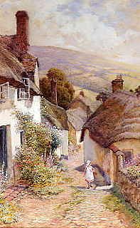 Photo of "A COBBLED VILLAGE STREET" by ARTHUR CLAUDE STRACHAN