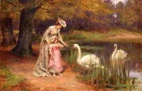Photo of "FEEDING THE SWANS" by GEORGE SHERIDAN KNOWLES